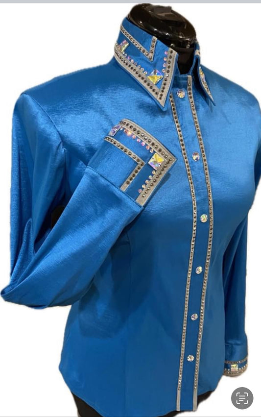 Hidden Zip Show Shirt - Turquoise Blue