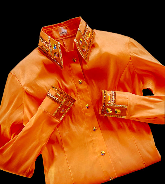 Hidden Zip Show Shirt - ORANGE